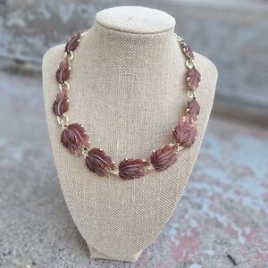 Vintage Elegant Brown Leaf Necklace